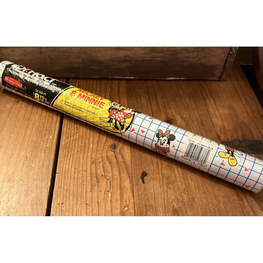 1989 Con-tact Paper Disney Mickey Mouse & Minnie Self Adhesive 36 Sq Ft 18" Roll